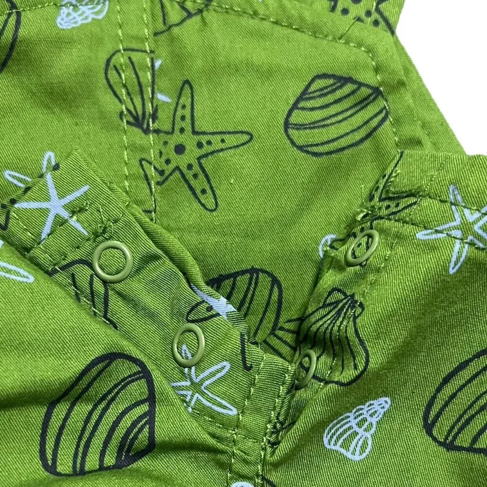 First Impressions 0-3m Green Seashell Shortall Overalls